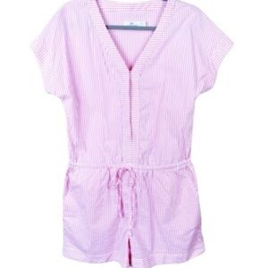 Vineyard Vines Seersucker Short Romper Pink White Stripe Preppy Beach Coastal